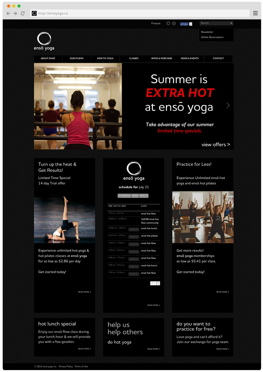 Hot Yoga Website Design on Wordpress
